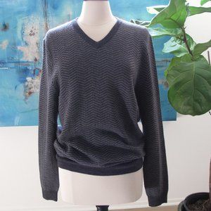 TASSO ELBA Grey Chevron Wool Blend Grandpa Sweater